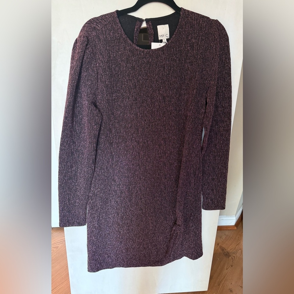 Chic Long Sleeve Knit Dress in Plum
